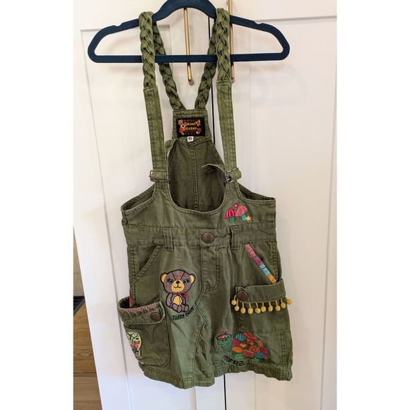 Vintage Y2K Green Overall Dress with Fun Patches - Picture 1 of 6